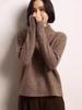Autumn/Winter Thickened Half-High Collar Fancy Yarn Cashmere Pullover - Short Style Korean Loose Knit Sweater for Women