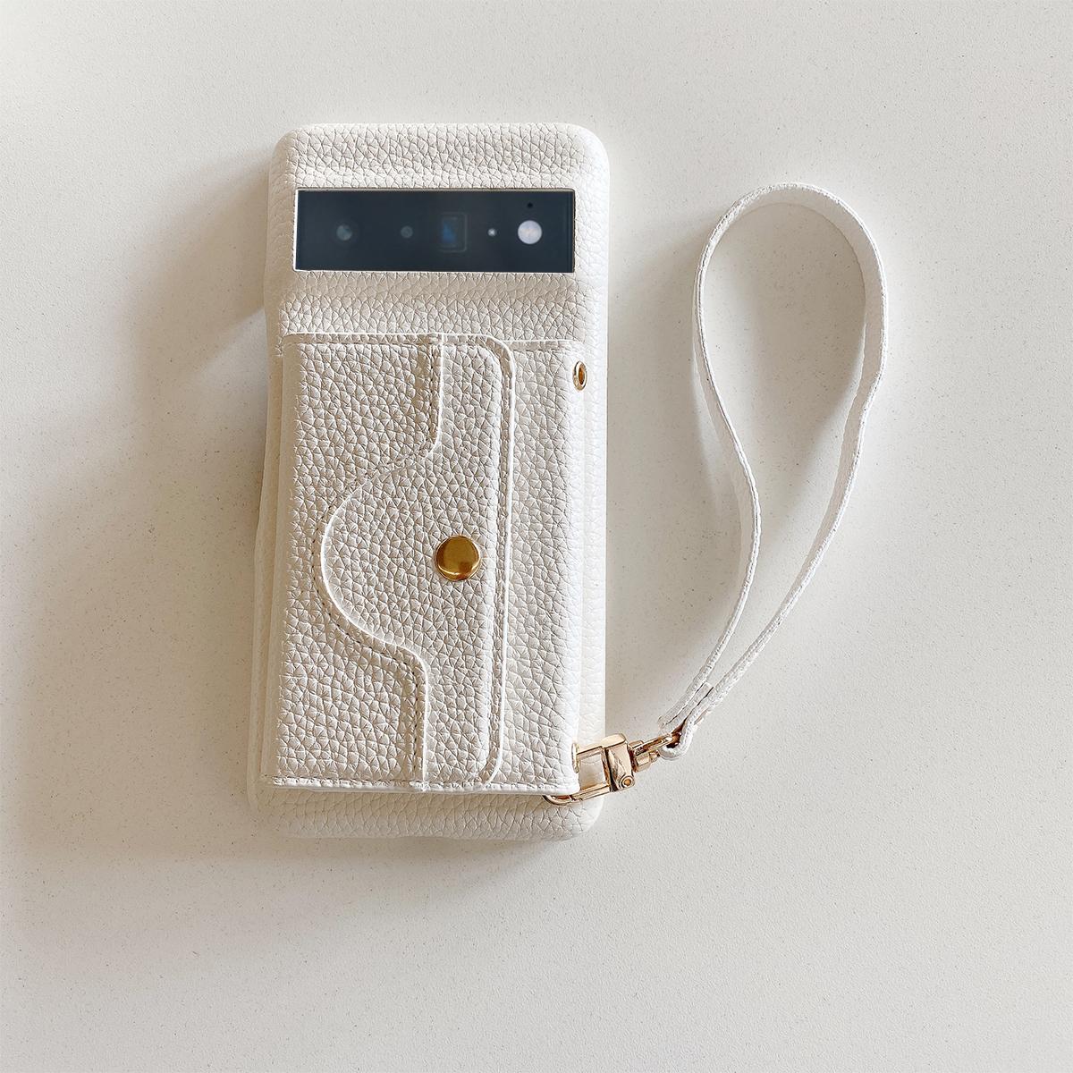 

Luxury Litchi Peel Pattern PU Leather Case For Google Pixel 8 7 6 Pro 4 XL Small Mirror Card Holder Lanyard Wallet Cover For Pixel 8