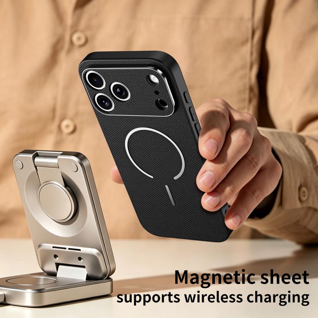 Prabangus techninio audinio tekstūros magnetinis dėklas, skirtas iPhone Air 17 16 15 14 13 12 Pro Max, Magsafe, apsaugantis kamerą, neslystantis dangtelis