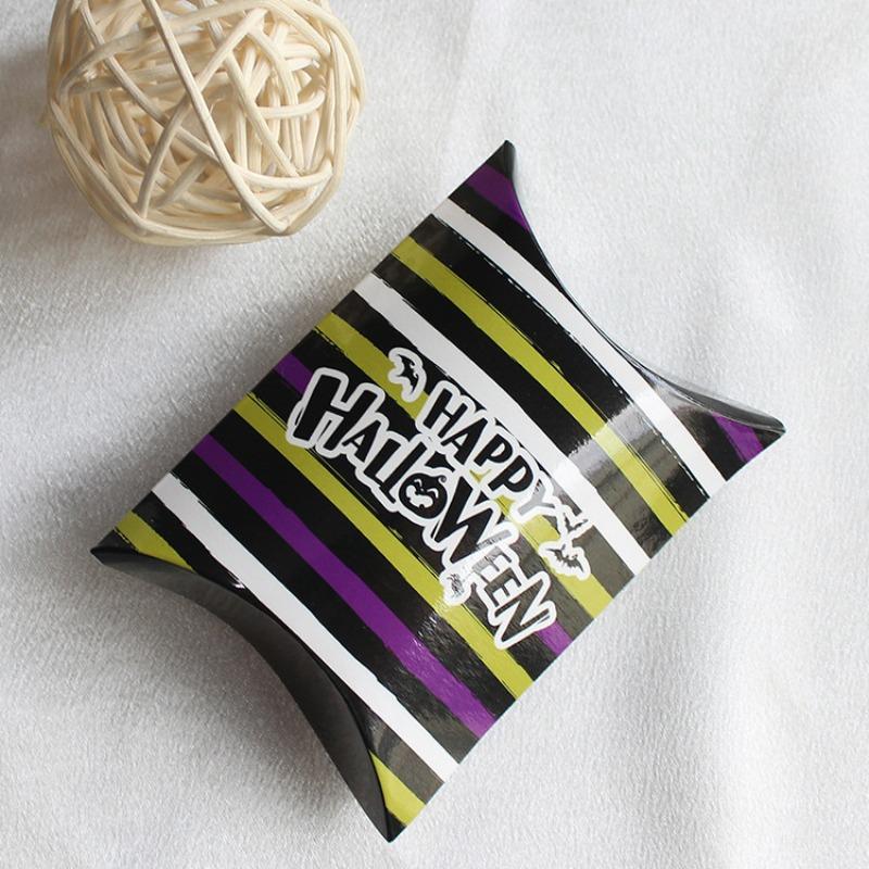 10/20pcs Halloween Pillow Shaped Candy Box Gift Box, Halloween Pumpkin Boo Ghost Witch Gift Box