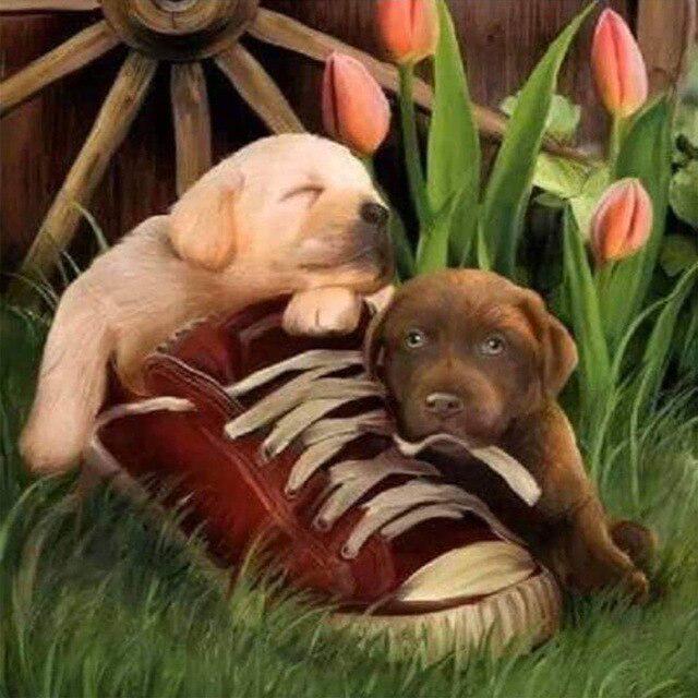 Animal DIY 5D Diamond Painting Full Round Drill Rhinestones Mosaic Pet Dog Diamond Embroidery Cross Stitch Home Decoration