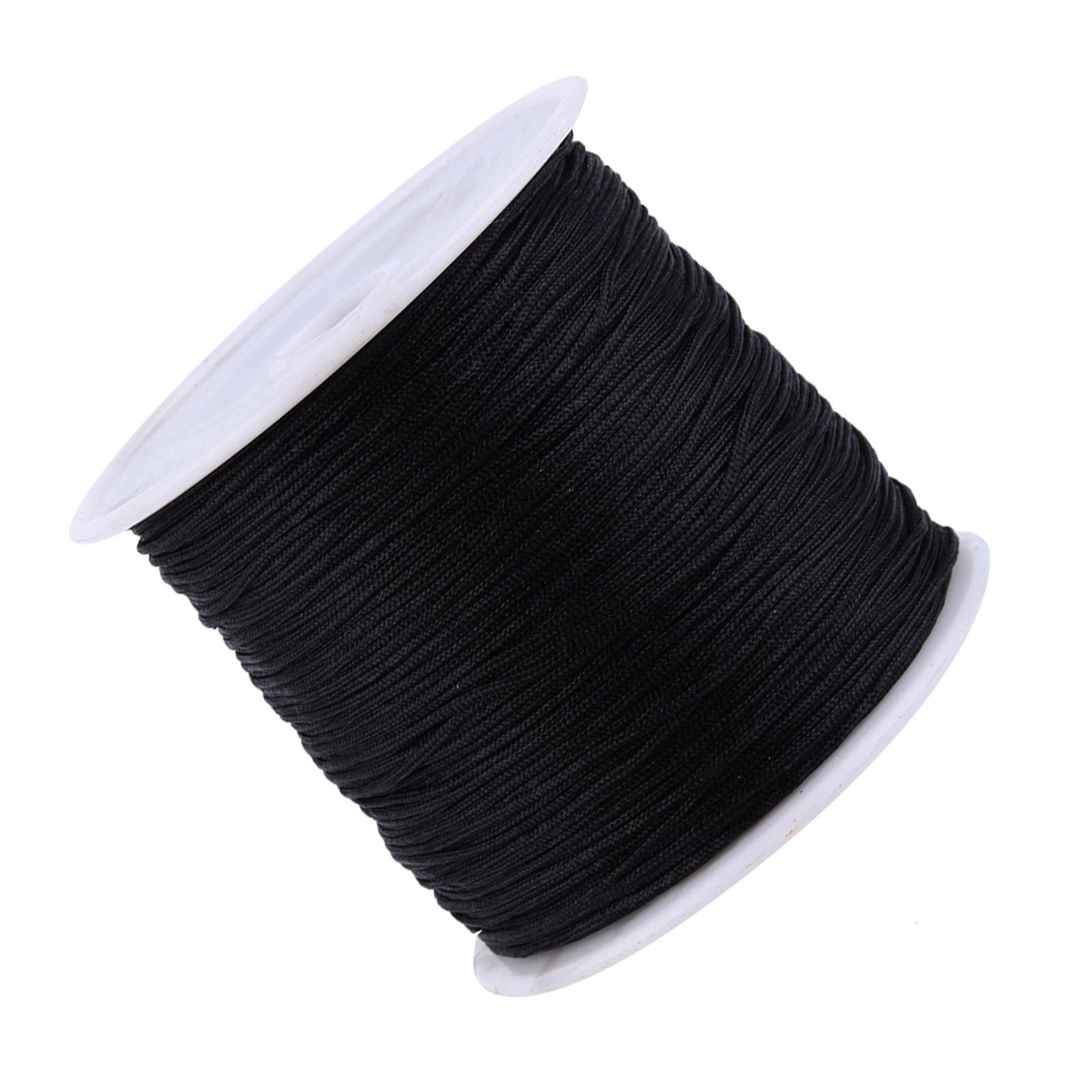 

100M x 0.8mm Nylon Chinese Knot Cord Rattail Macrame Shamballa Thread String Black