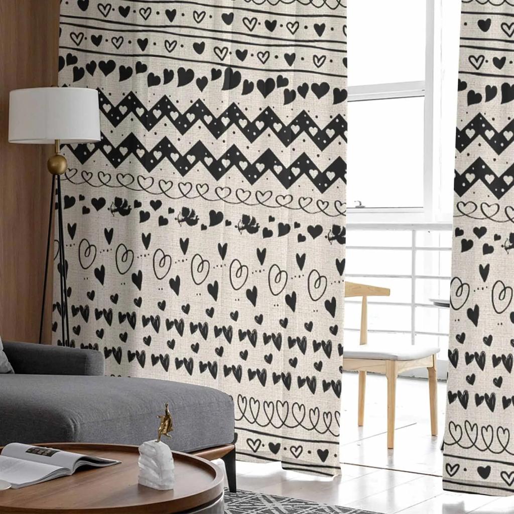 Love Simple Bohemian Tulle Curtains for Living Room Sheer Curtain for Bedroom Kitchen Blinds Voile Curtains