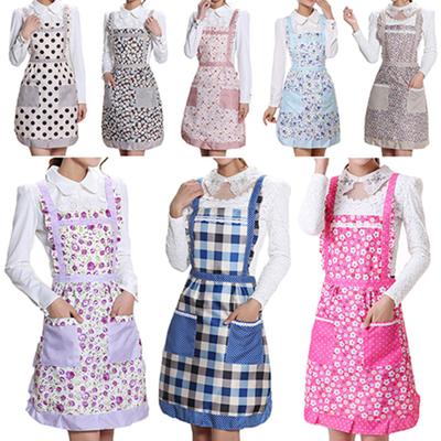 Women's Bib Comfy Cooking Chef Floral Pocket Kitchen Restaurant Princess Apron