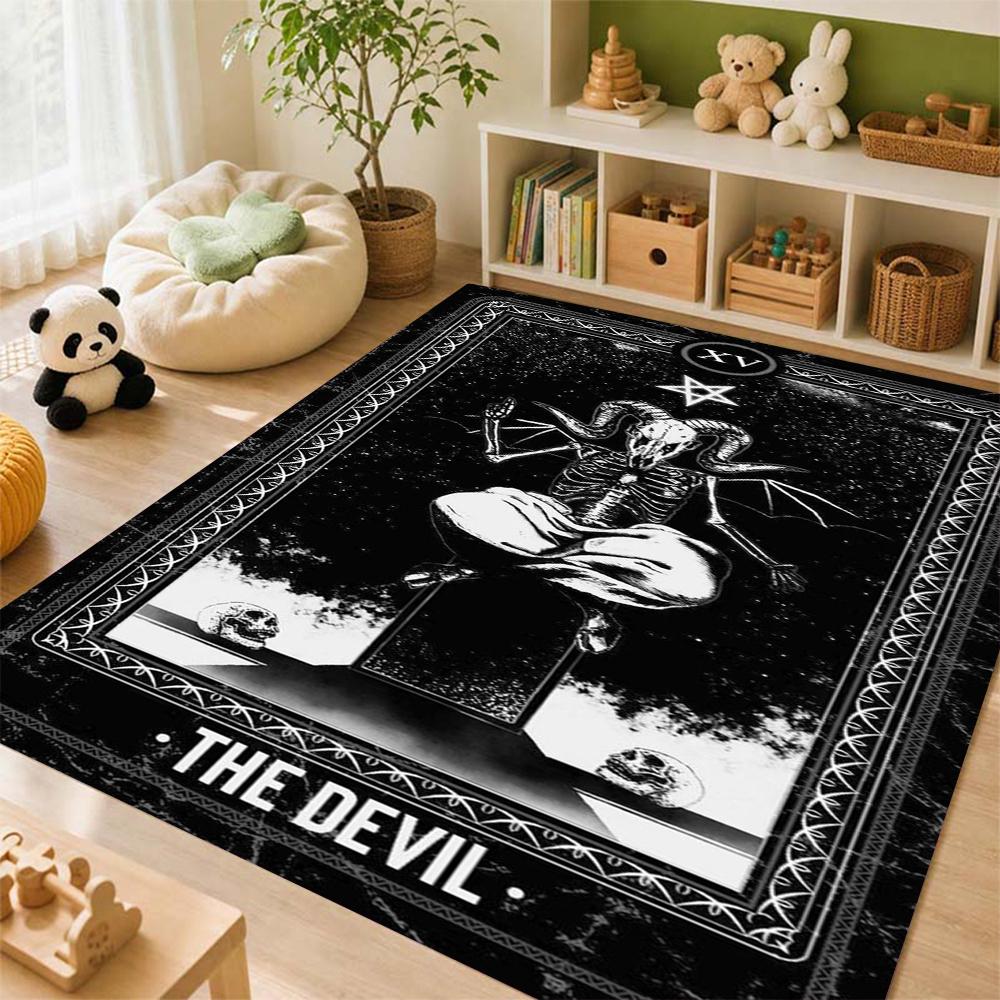 Dark Baphomet Pentagram Art Indoor Rug Soundproof Shockabsorbing Carpet For Office Study Home Decor Memorial Gift