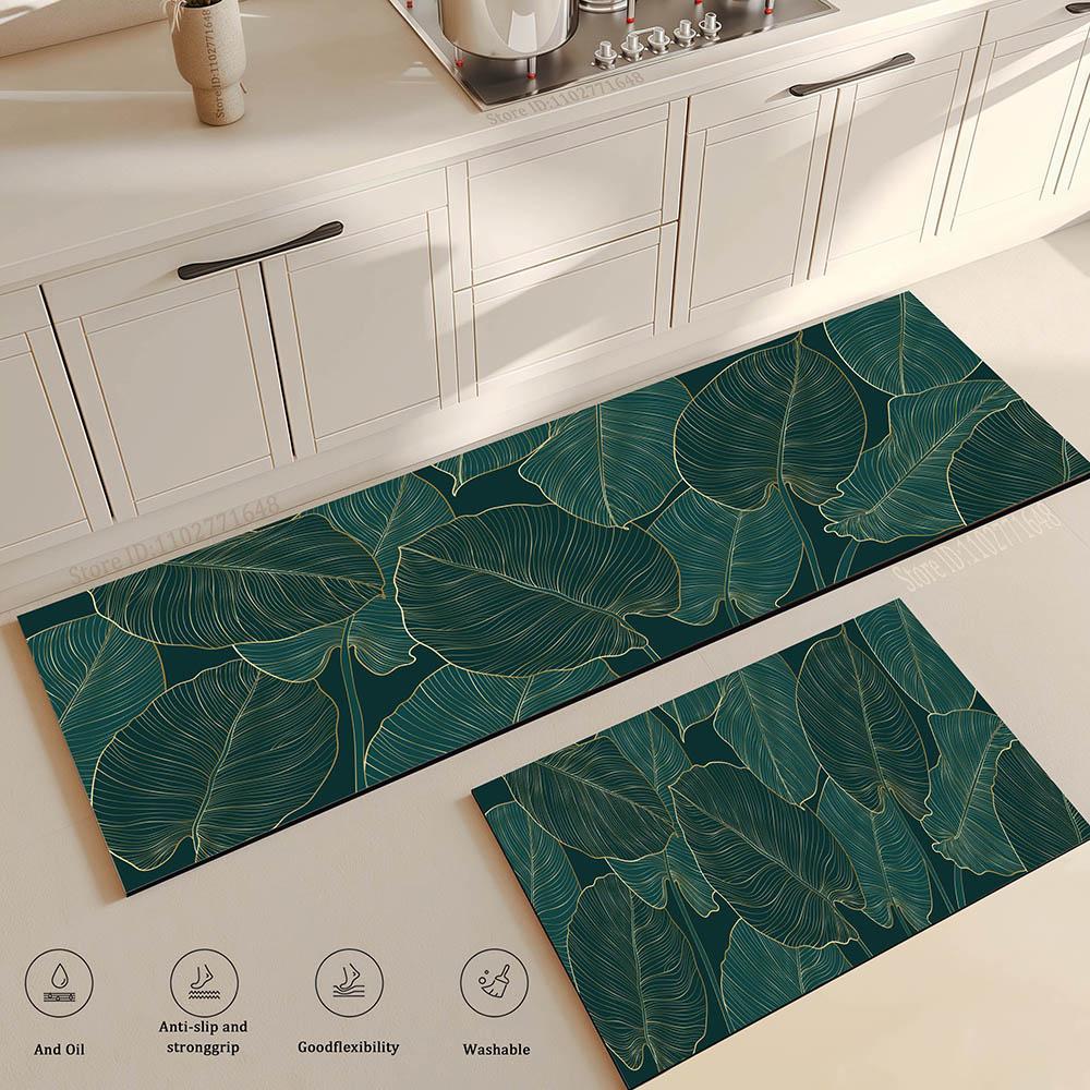 Washable Crystal Velvet Floor Mat Comfortable Soft Standing Mat Kitchen Theme Floor Mat Non-Slip Waterproof Cute Rug Door