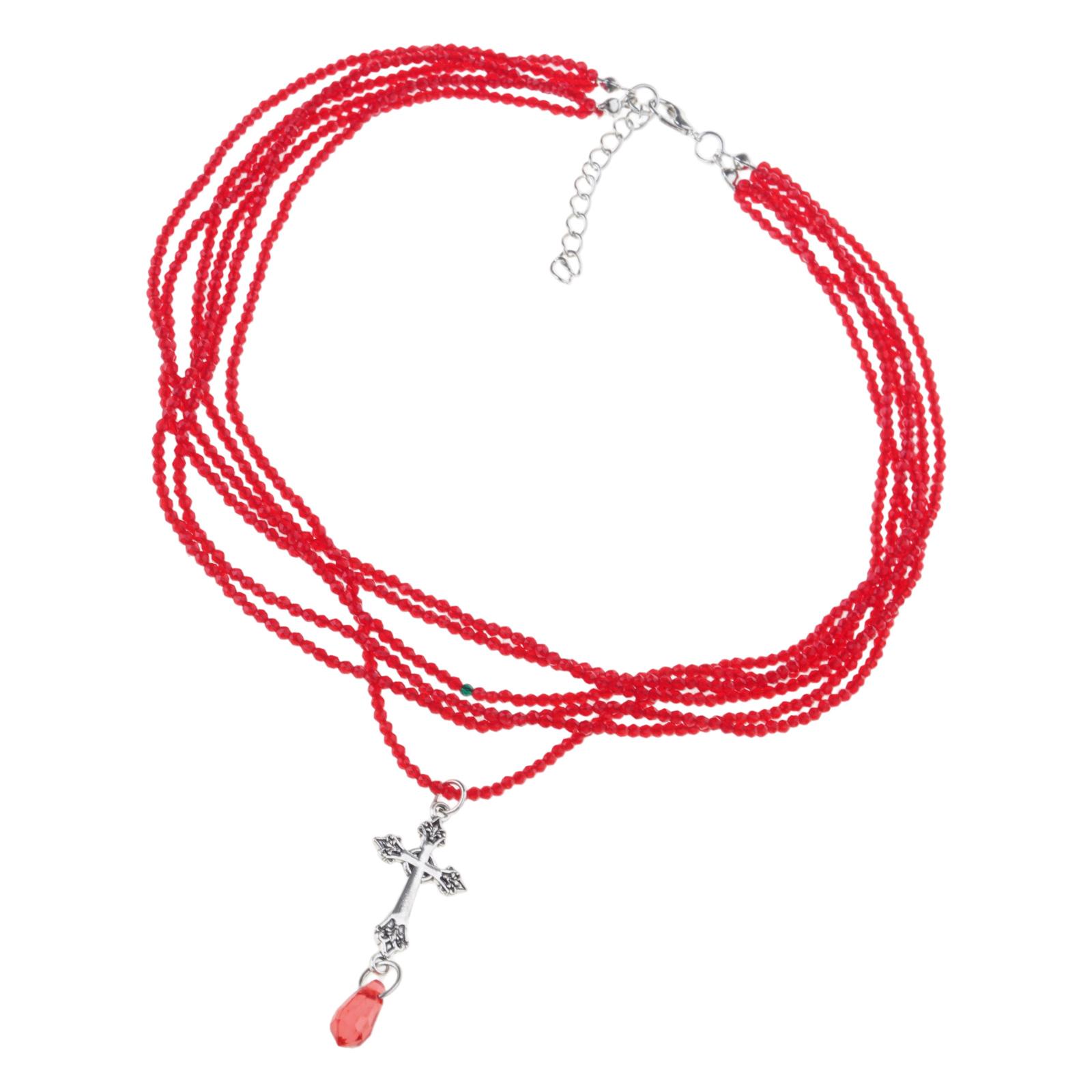 

Vibrant Vintage Alloy Necklace Featuring Artistic Crucifix Pendant Stylish Gift For Her Retro Fashion Jewelry Piece 1 красный