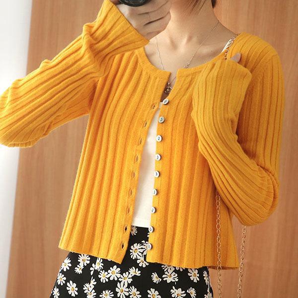 Spring and Autumn Female Cardigan Sweater Gentle Wind Thin Outer Long-sleeved Knitted Cardigan