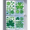 106Pcs St. Patrick's Day Window Clings, Green Shamrock Shaped Sticker Reble Static Window Stickers for Irish Day Decoration Spring Holiday Home