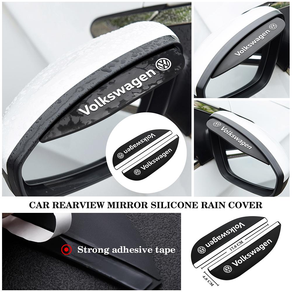 abcd1 2Pcs Car Rearview Mirror Silicone Rain Eyebrow Water Proof Universal Auto Rear View Side Shield For VW Polo Tiguan Passat Golf