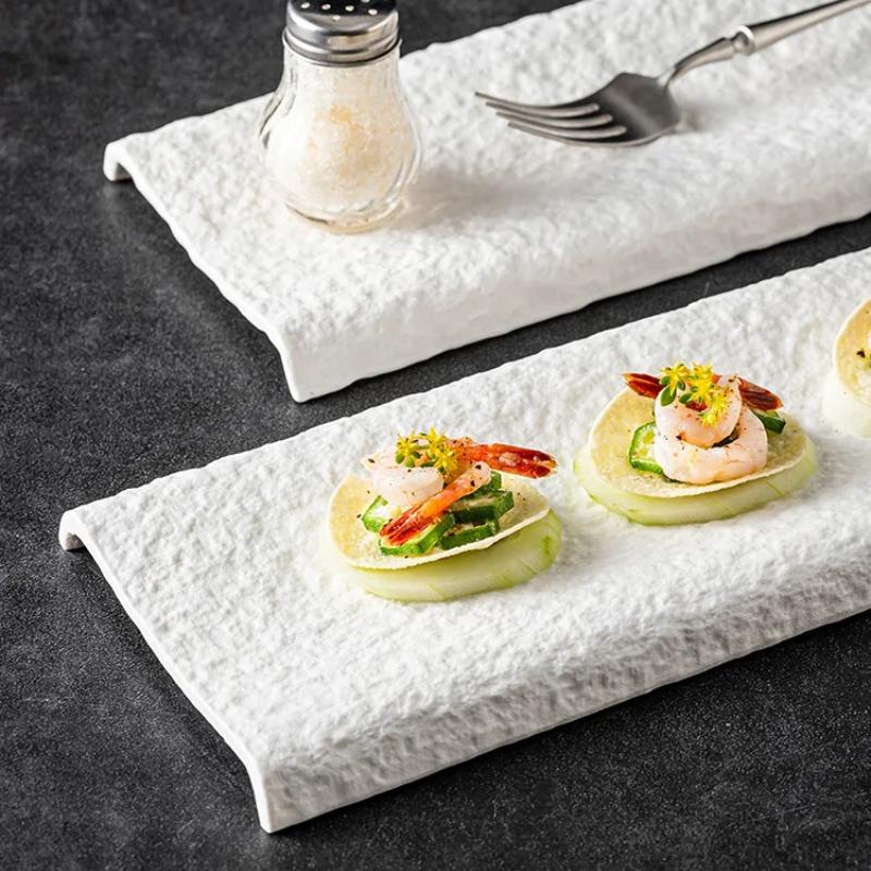 Farfurie Bandă Ceramică Alb Pur Creativă Farfurie Desert Sushi Farfurie de Serviciu Restaurant Gastronomie Moleculară Veselă Specială