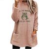 Autumn/Winter Women's European & American Printed Casual Loose Round Neck Long Sleeve Plush Hoodie with Pockets