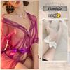Sex lingerie sexy transparent tulle seduction nightgown lace sexy pajamas shawl mesh bathrobe uniform set