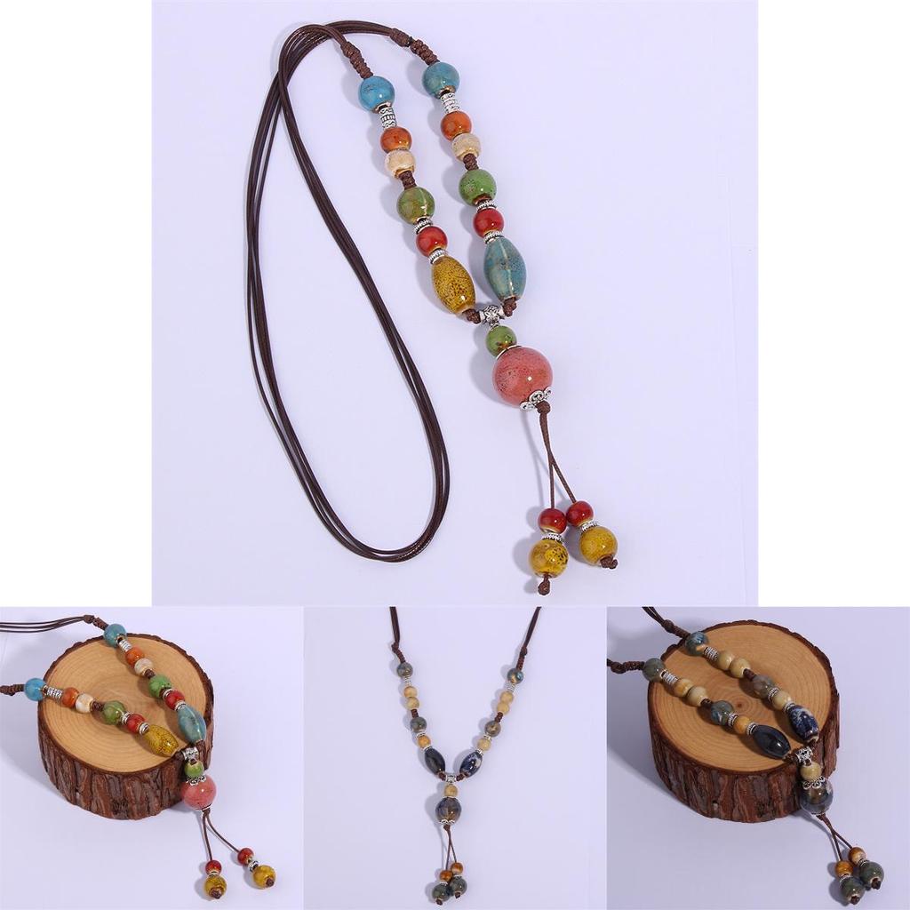 Ethnic Style Bead Neck Chain With Shell And Starfish Decor For Women Spring