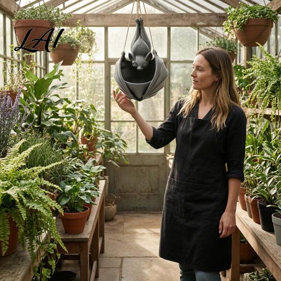 Creative Bat Shaped Flower Pot Hanging Plant Pot Halloween Planter 3D Printed Gothic Small Planters for Windowsill Holder Indoor Outdoor Home Garden