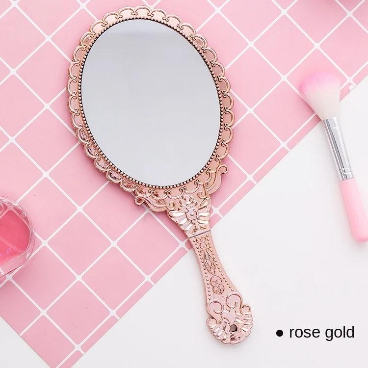 Handheld Vanity Mirror Vintage Carved Makeup Mirror Hand Mirror Pocket Mirror Makeup Vanity Cosmetic Compact Mirror for Women