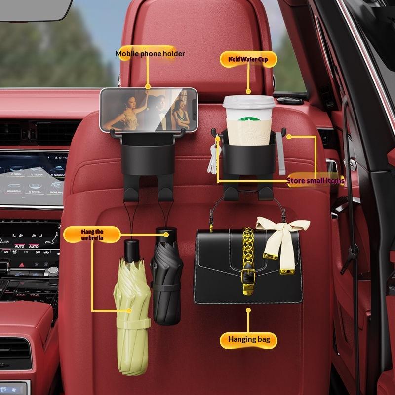2Pcs Car Seat Headrest Hook Hanger Storage Organizer Universal with Cup Holder for Handbag Fit Universal Vehicle Car Accessories.