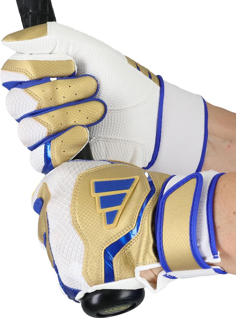 adidas Baseball Batting Size Gold and Blue Size LBG404 Gloves, 41, Basic, (8223), L,