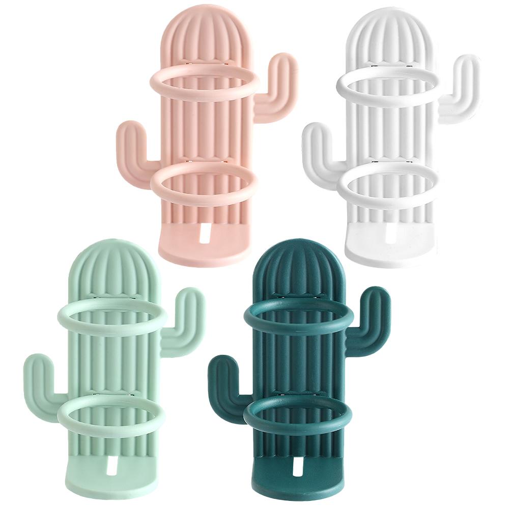 4 Pcs Cactus Toothbrush Storage Rack Electric Holder Wall Mount Shaver Stand Toothpaste Dispenser Bathroom Accessory Creative