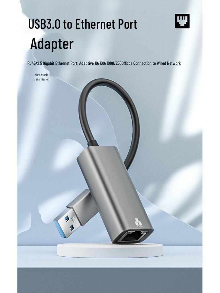 USB/Type-C Çift Başlıklı 2'si 1 Arada 2.5G Gigabit RJ45 Adaptörü - Sürücüsüz Ağ Dönüştürücü