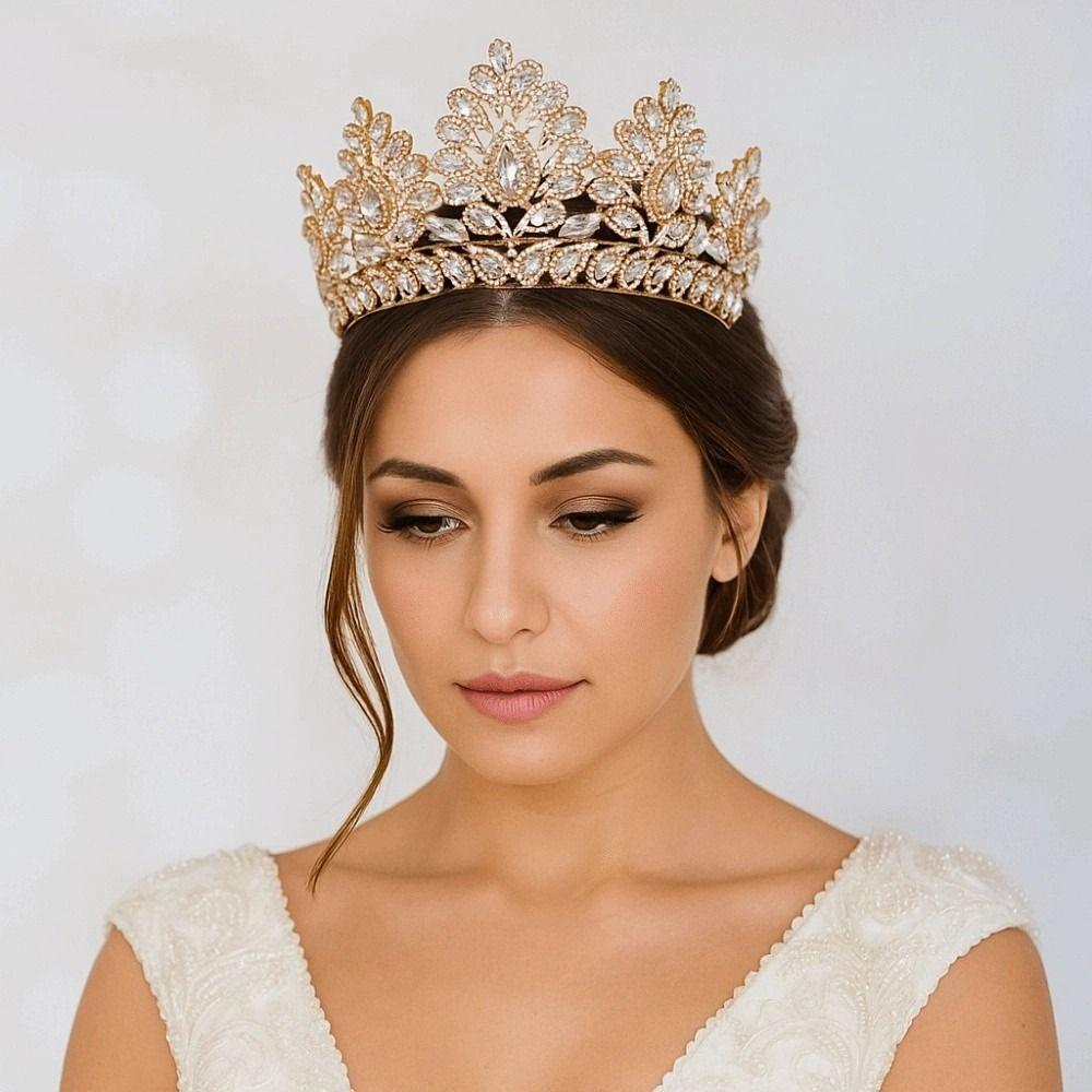 Luxury Zinc Zinc Alloy Princess Crown Sparkling Bridal Headwear Trendy Women Hair Hoop Stage Performances