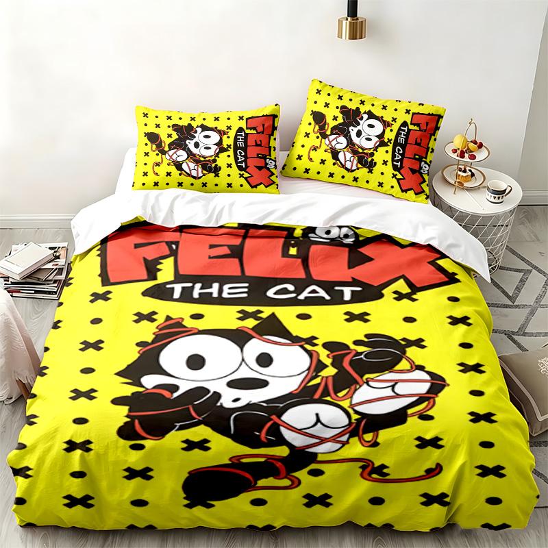 Felix the Cat 3pc set Perfect for bedroom use Comfortable bedding set includes a duvet cover and two pillowcases Ideal birthday or Christmas gift
