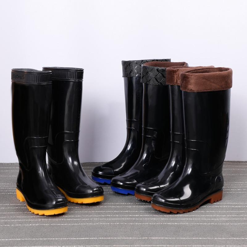 Tall tube men's rain shoes men's waterproof labor insurance shoes non-slip rubber shoes rain boots warm cotton water boots 807 fashion