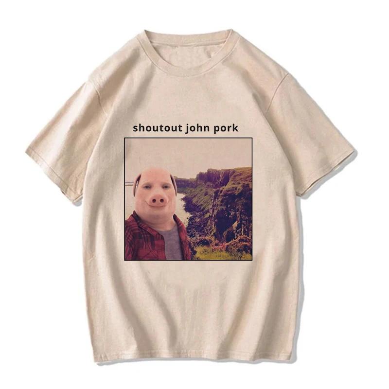 Women Funny Pig Tops Tshirt John Pork Is Calling Answer Call Phone Y2k Tee Shirt Gothic Hip Hop T-shirt Streetwear Clothes