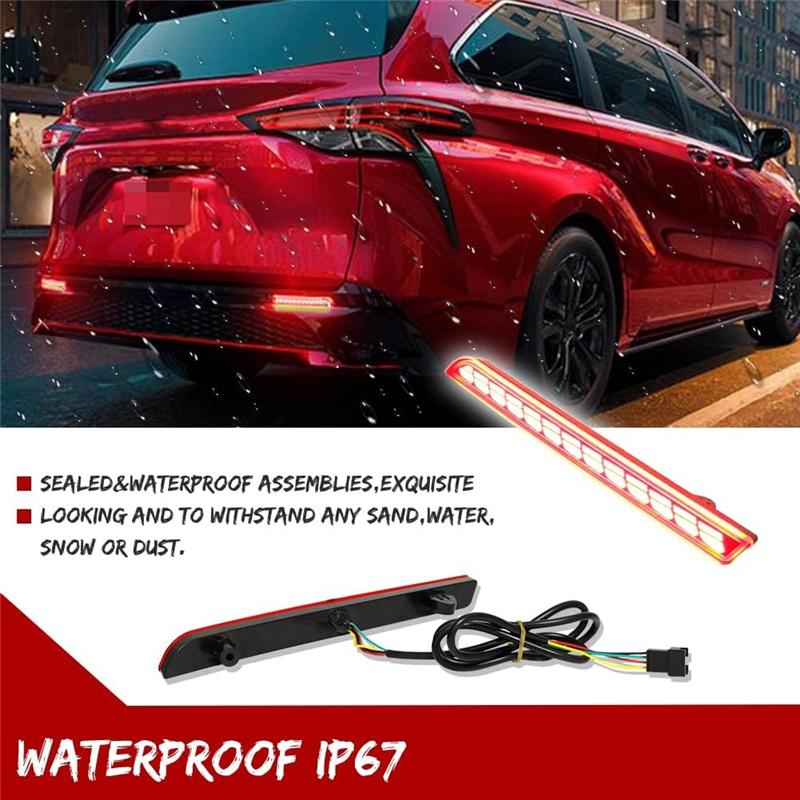 Turn Signal Light Sequential Fog Lamp Brake Light LED Rear Bumper Reflector For Toyota Sienna