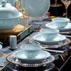 Jingdezhen Porcelain Tableware: Yingqing Linglong Underglaze Bowl & Plate Set - Easy To Clean, High-White, Gift-Ready.