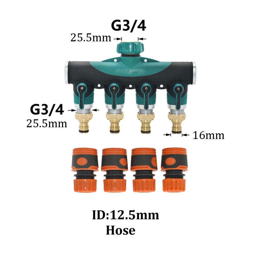 3/4“ Thread 4-Way Tap Hose Water Splitter Valve Zinc alloy Outdoor Faucet For Garden Irrigation Systems