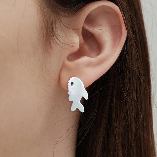 1 Pair Cartoon Animal Bite Earrings Multi Shapes Shark Hippo Dinosaur Whale Resin 3D Biting Ears Stud Earrings Christmas Jewelry Gifts