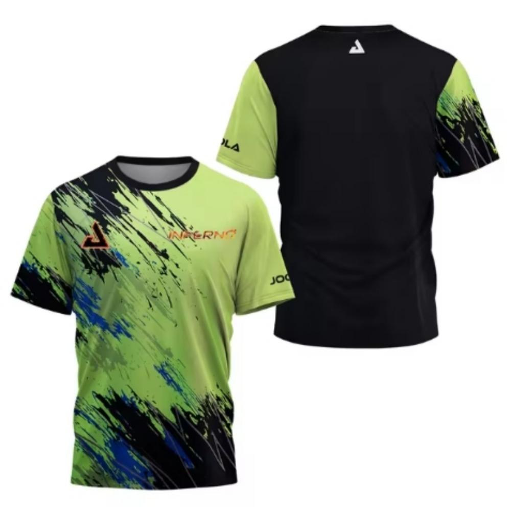 New Men's T-shirt Summer Fashion Table Tennis Flower Printed Short Sleeved Badminton Tennis Quick Drying Short Sleeved Men'