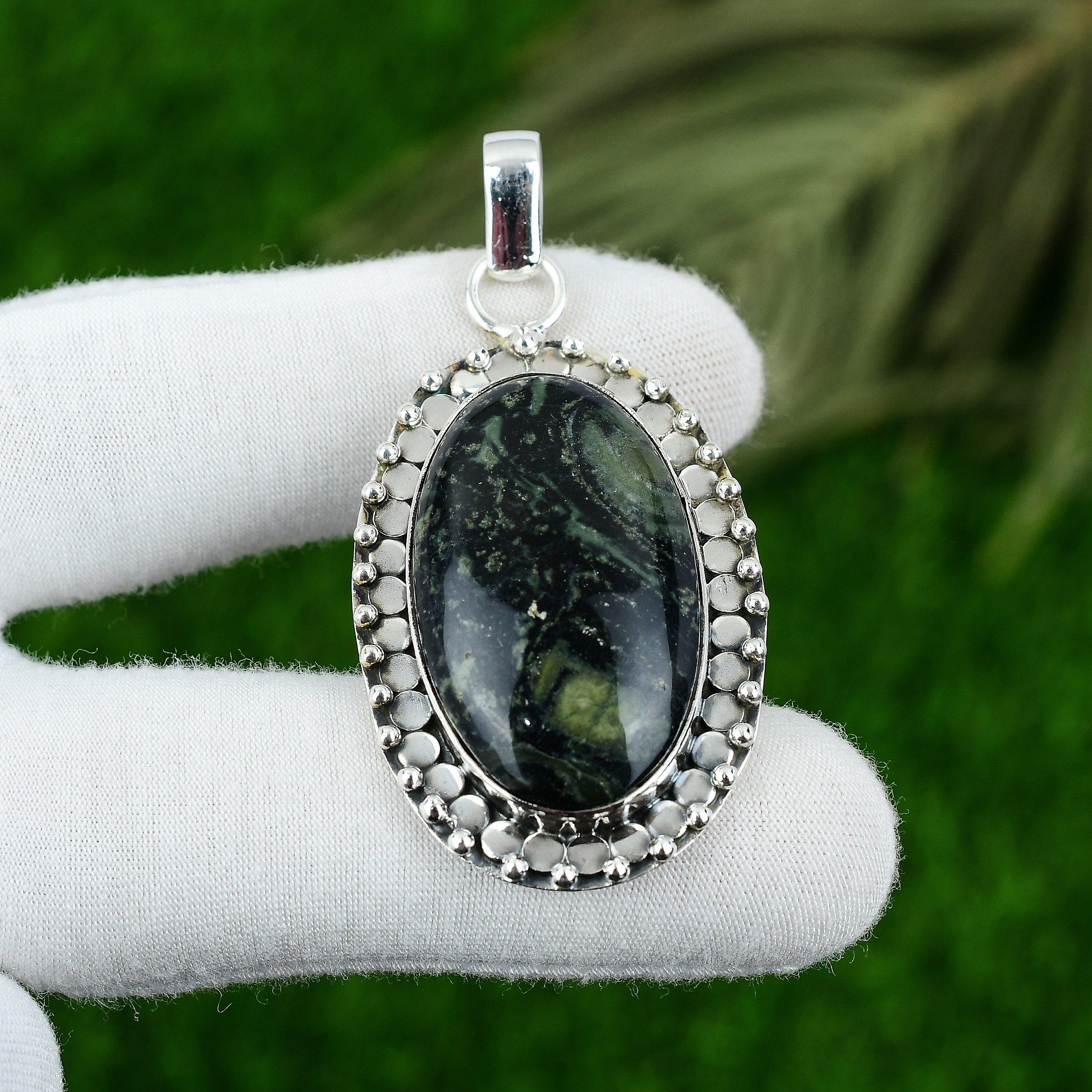 

Свадебный подарок для нее Подвеска из натурального камня Камбаба Яшма из стерлингового серебра 925 пробы