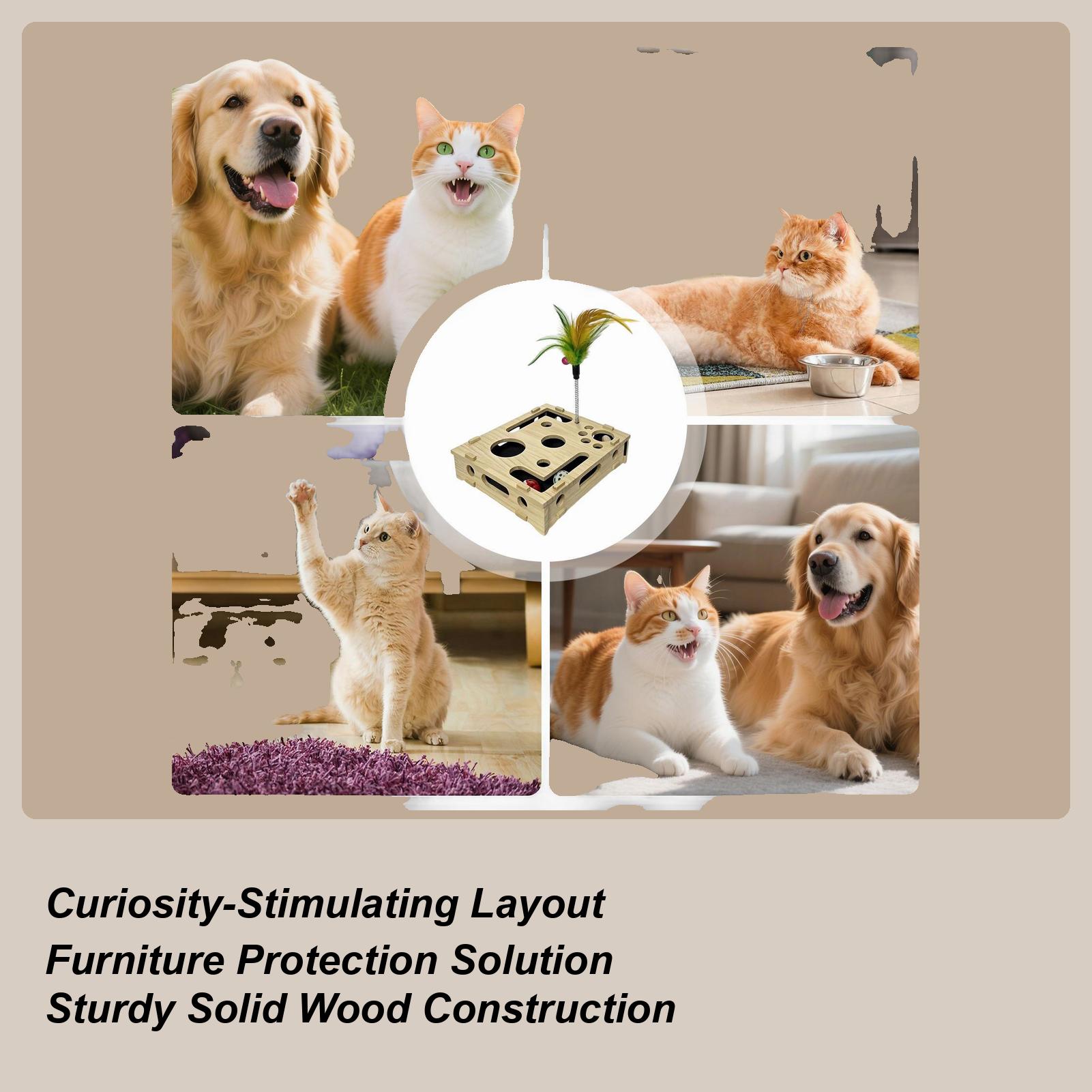 

Cat Scratch Puzzle With Teaser Bell Ball Wooden Cat Nail File Enrichment Box Interactive Scratcher Toy For Pet Kitten Grooming China Mainland