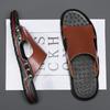 Sandals Mens Leather Classic Summer Men Slippers Soft Black Slippers PU Leather Slippers Lightweight EVA Slides for Men