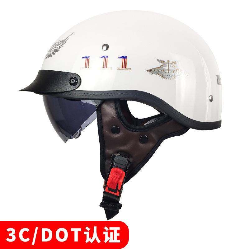 Locomotive Scooter Helmet Motorcycle Half Helmet Men's and Women's Helmet Four Seasons Light Locomotive Retro Helmet Riding
