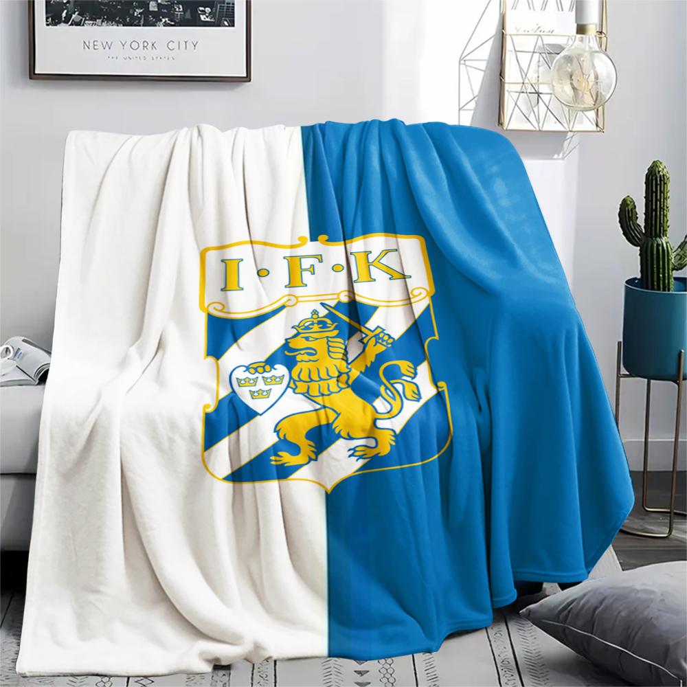 1PC IFK Göteborg Print Flannel Blanket, High quality Comfortable for All Seasons, Home Decor, Warmth and Comfort, Perfect for Christmas Gifts
