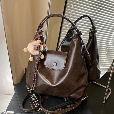 Backpack Ladies 2026 New Retro Versatile Soft Leather Crossbody Bag Casual Tote Bag Large Capacity