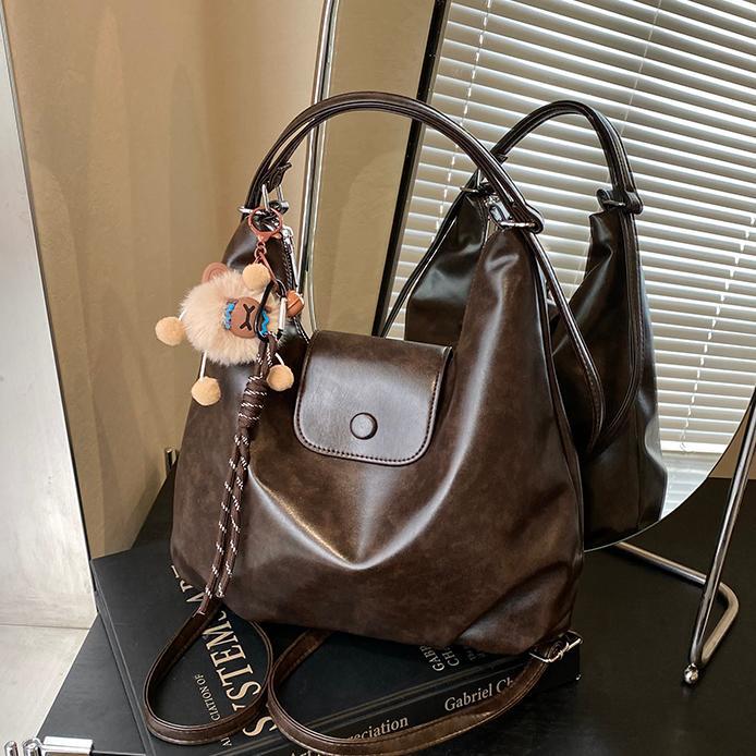 Backpack Ladies 2026 New Retro Versatile Soft Leather Crossbody Bag Casual Tote Bag Large Capacity