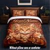 Cat Theme Custom Text Or Name 3Pcs Bedding Set,1 Flat Sheet & 2 Pillowcases Personalized Home Bedding