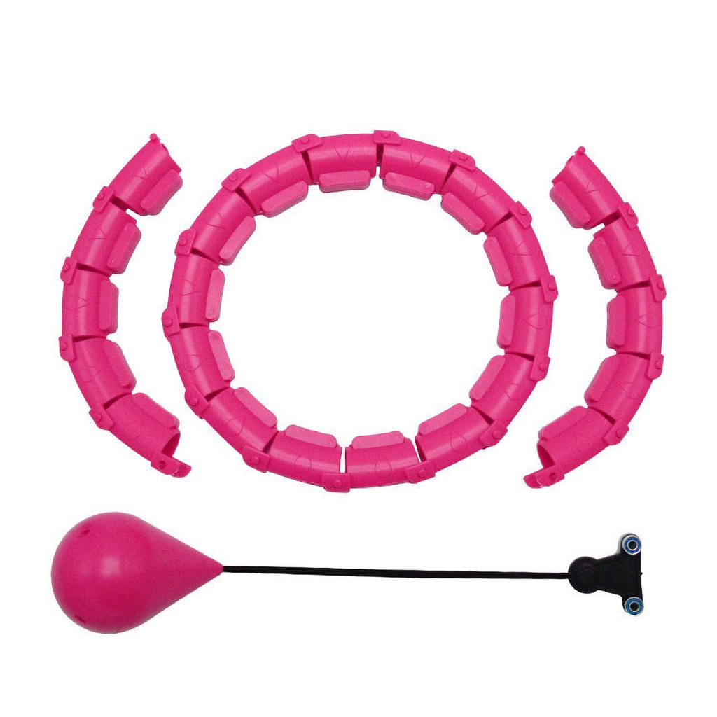 Smart Weighted Fit Hoop 24 Detachable Knots Abdomen Fitness Massage Hoop for Body Sculpting Pink