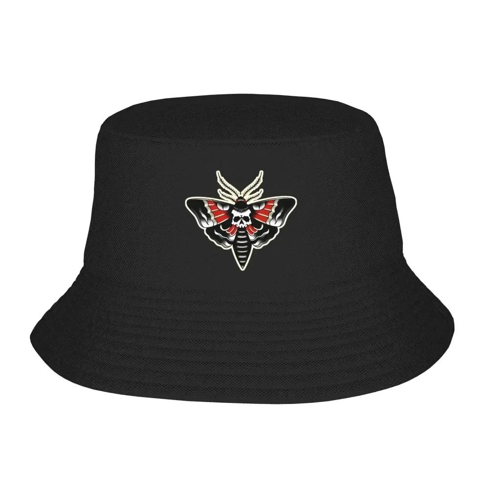 Deathhead Moth Design Bucket Hat Summer FisherUnisex Hat Outdoor Sun Protection Fishing Hunting Cap Unisex Ladies Sun Hat