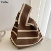 Cat Knit Handbag Casual Handmade Knit Shopping Bags High-capacity Knot Wrist Bag Girls