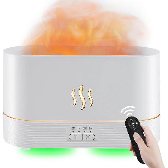 Flame Diffusers for Essential Oils Large Room-Upgraded 300ML Aroma Diffuser Humidifier with RGB Light-Remote Control for Home Office Shop Gym