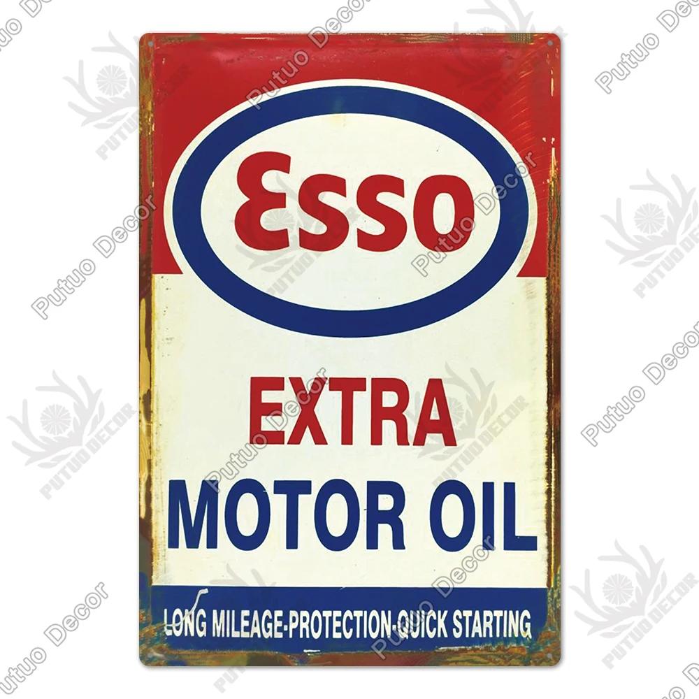 Putuo Decor Gas Oil Garage Vintage Metal Signs Tin Sign Retro Garage Decor Bar Pub Garage Gas Station Decorative Iron Plates