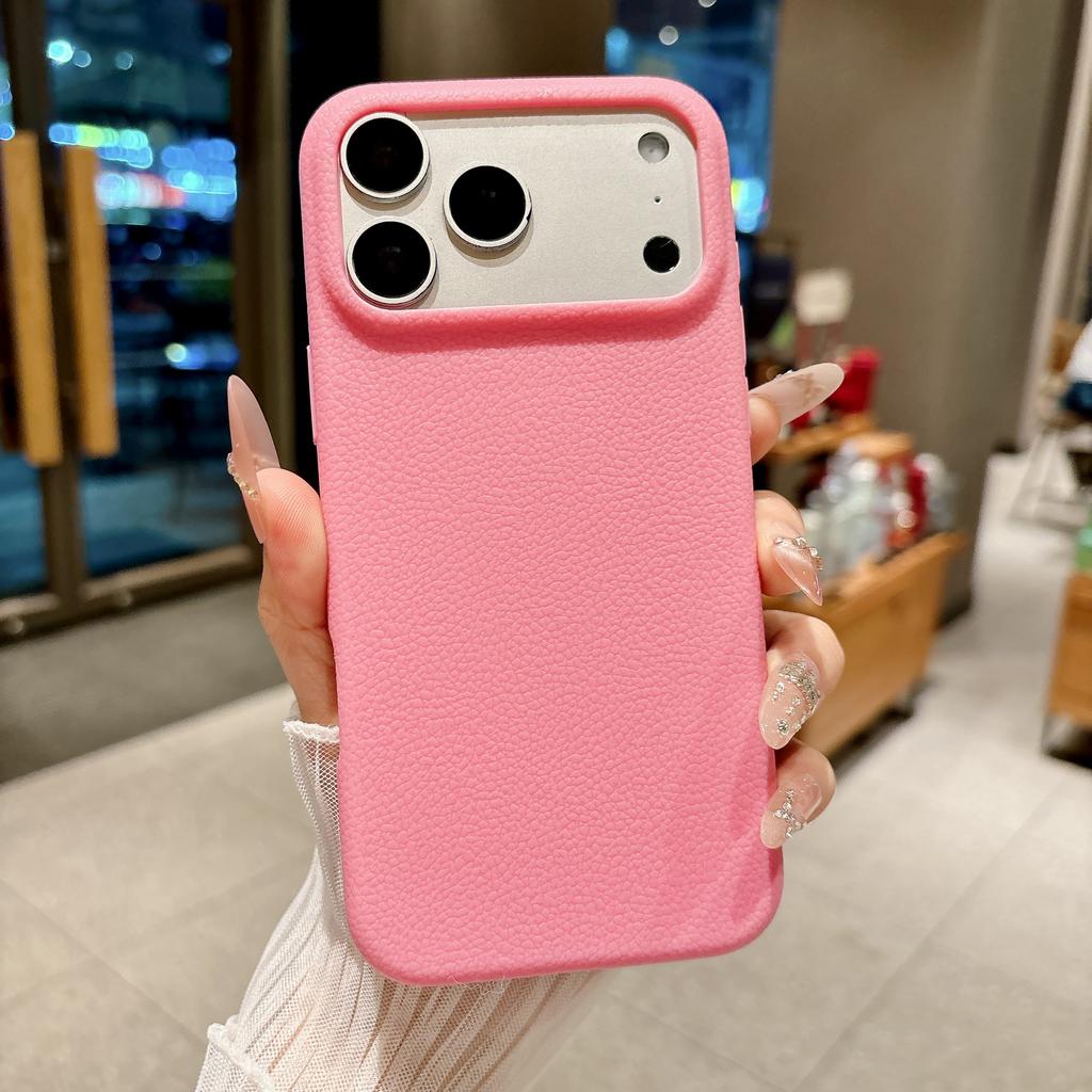 Luxury Lychee Leather Texture Phone Case For iPhone 17 Pro Max 17 Air 16 Plus 15 14 13 12 Pro Max Candy Shockproof Soft Cover