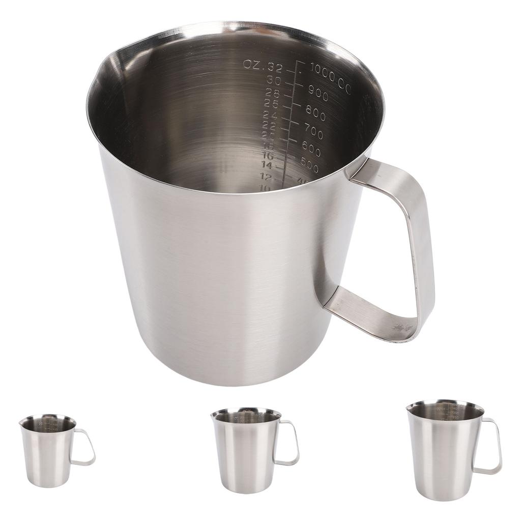 Measuring Cup with Markings Spout 304 Stainless Steel Easy to Clean Milk Frothing Pitcher for Coffee Kitchen