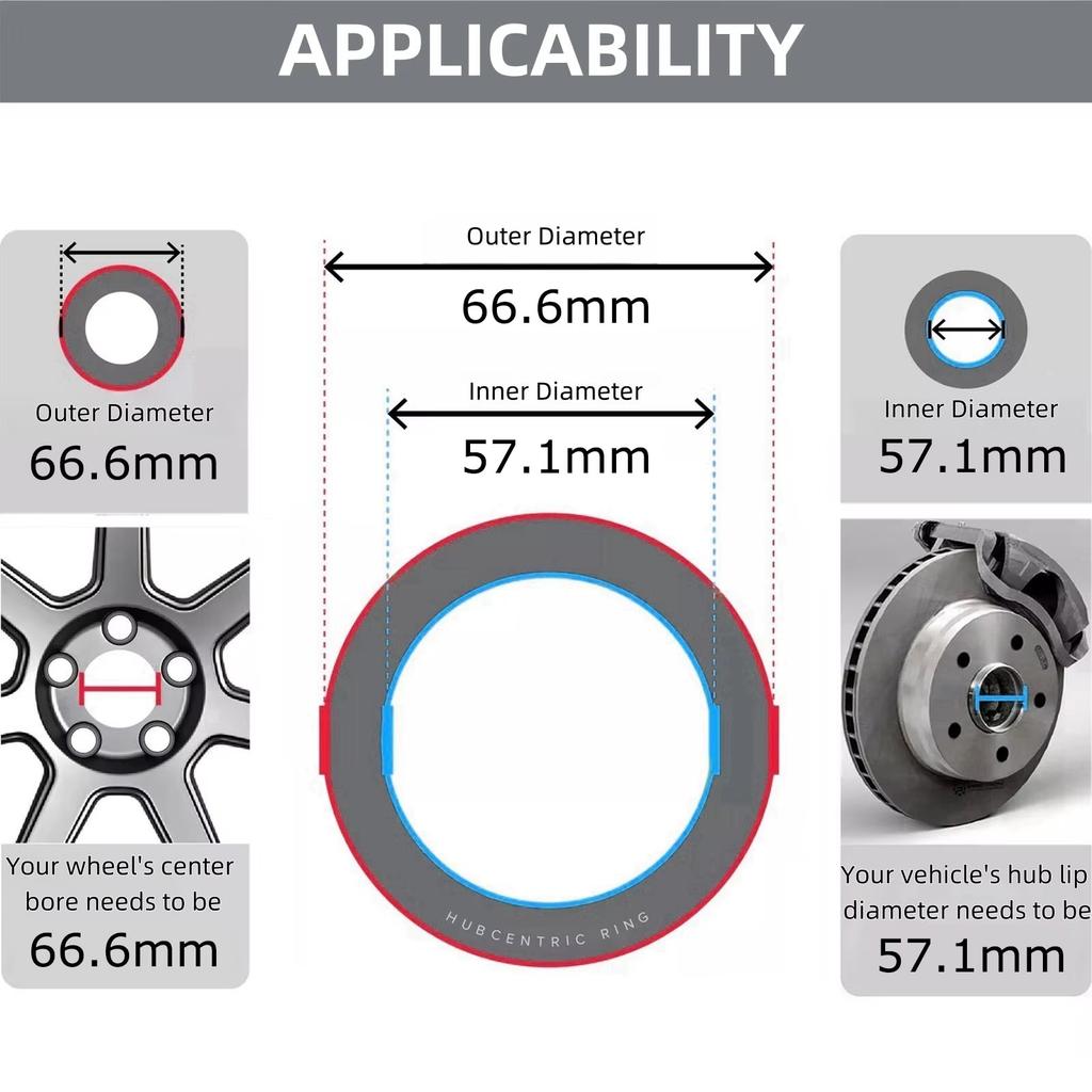 4pcs Car Aluminum Alloy Wheel Hub Centric Rings center Bore 60.1-56.1 60.1-56.6 60.1-54.1 60.1-57.1