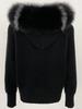 Korean Style Hooded Knit Cardigan with Large Genuine Fox Fur Collar - Luxurious Autumn/Winter Outerwear